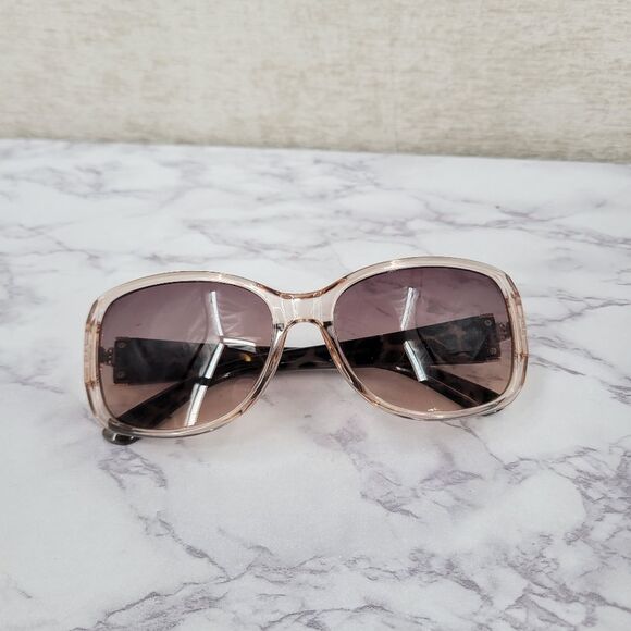 Oscar De La Renta Clear Peachy Pink Frame Sunglasses with Tortoise Arms main image 13